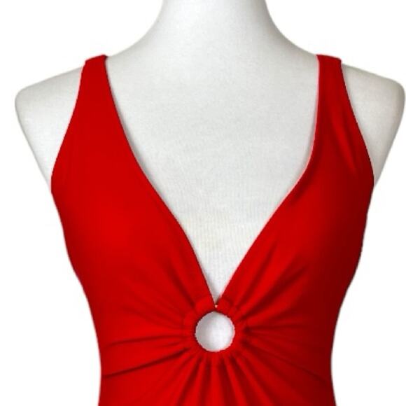Cupshe New Swimsuit Cherry Red One Piece Criss Cross Circle Women’s Size Medium - Picture 5 of 12